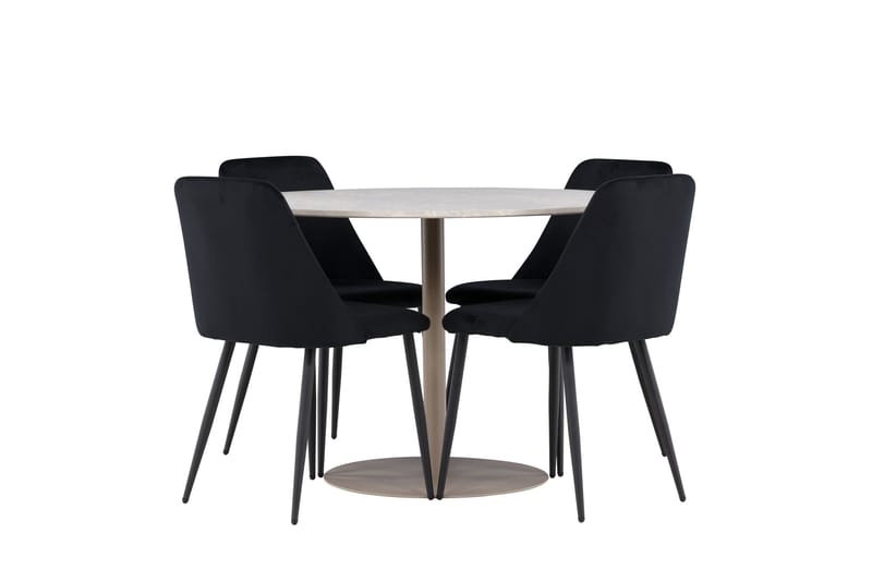 Lycke Matgrupp 110 cm Rund med 4 Night stolar - Beige/Svart - Möbler - Bord & matgrupper - Matgrupper