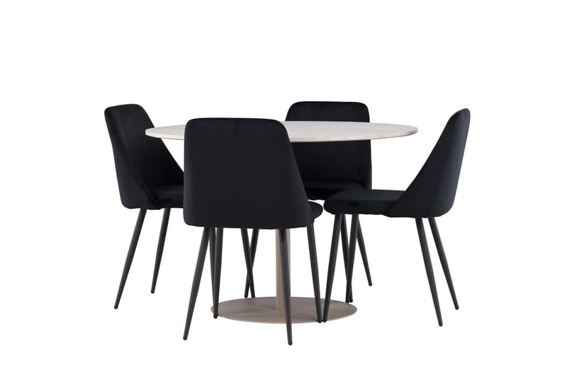 Lycke Matgrupp 110 cm Rund med 4 Night stolar - Beige/Svart - Möbler - Bord & matgrupper - Matgrupper