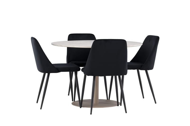 Lycke Matgrupp 110 cm Rund med 4 Night stolar - Beige/Svart - Möbler - Bord & matgrupper - Matgrupper