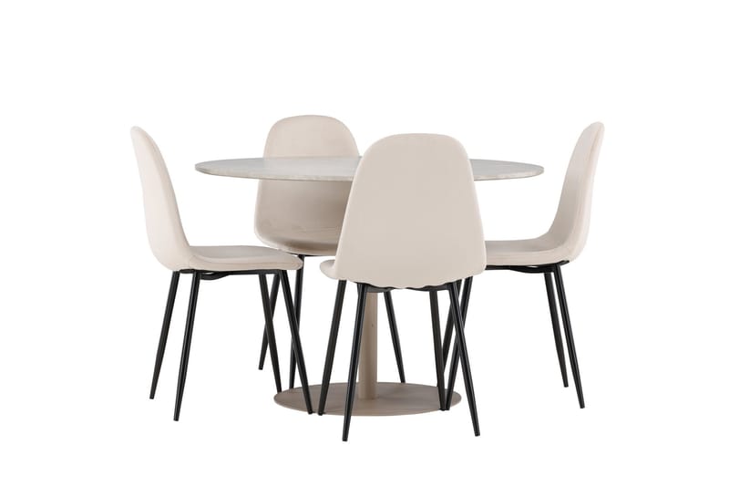 Lycke Matgrupp 110 cm Rund med 4 Polar stolar - Beige/Beige - Möbler - Bord & matgrupper - Matgrupper