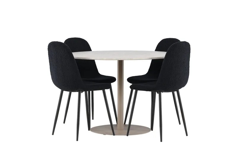 Lycke Matgrupp 110 cm Rund med 4 Polar stolar - Beige/Svart - Möbler - Bord & matgrupper - Matgrupper
