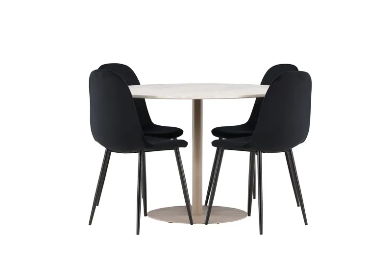 Lycke Matgrupp 110 cm Rund med 4 Polar stolar - Beige/Svart - Möbler - Bord & matgrupper - Matgrupper