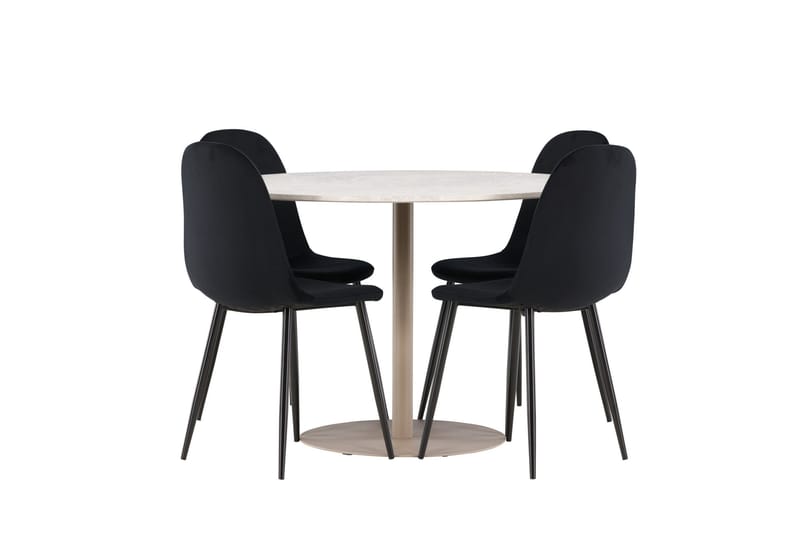 Lycke Matgrupp 110 cm Rund med 4 Polar stolar - Beige/Svart - Möbler - Bord & matgrupper - Matgrupper