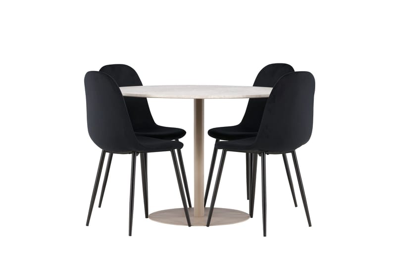 Lycke Matgrupp 110 cm Rund med 4 Polar stolar - Beige/Svart - Möbler - Bord & matgrupper - Matgrupper