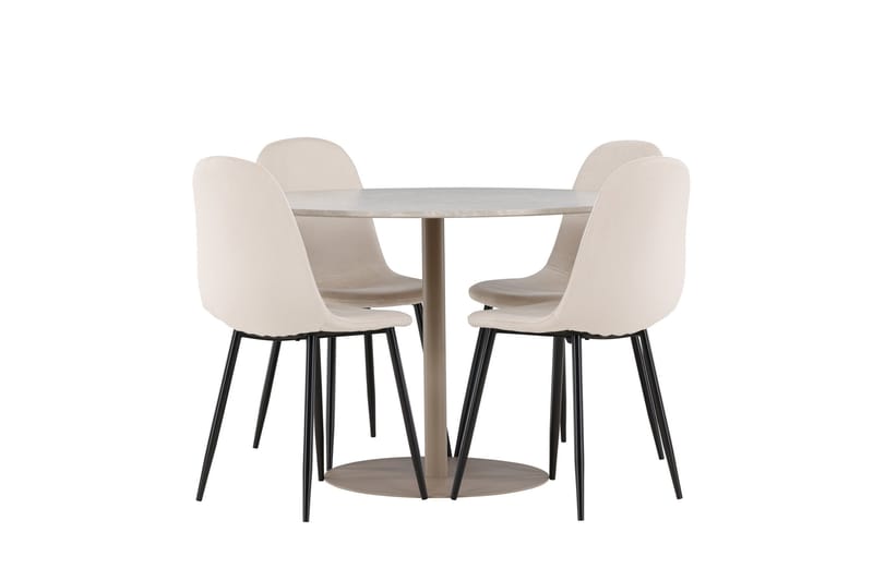 Lycke Matgrupp 110 cm Rund med 4 Polar stolar - Beige/Beige - Möbler - Bord & matgrupper - Matgrupper
