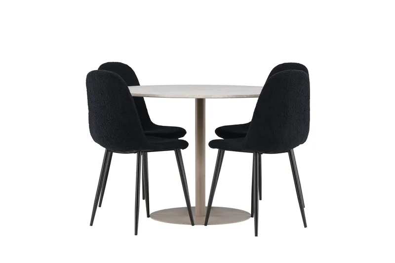 Lycke Matgrupp 110 cm Rund med 4 Polar stolar - Beige/Svart - Möbler - Bord & matgrupper - Matgrupper