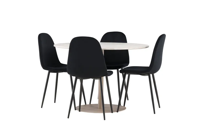 Lycke Matgrupp 110 cm Rund med 4 Polar stolar - Beige/Svart - Möbler - Bord & matgrupper - Matgrupper