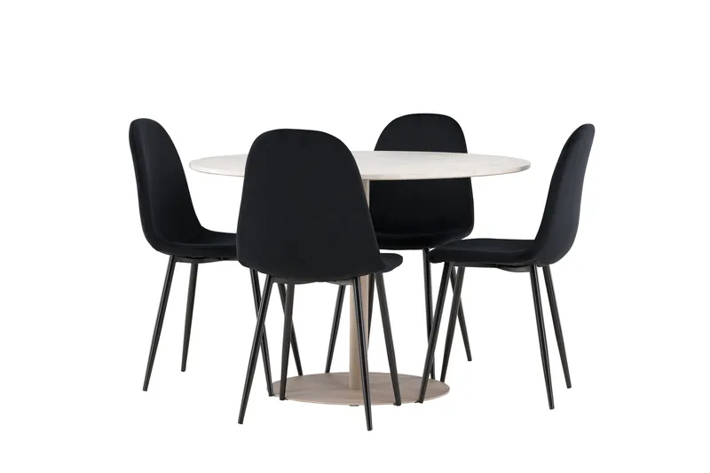 Lycke Matgrupp 110 cm Rund med 4 Polar stolar - Beige/Svart - Möbler - Bord & matgrupper - Matgrupper