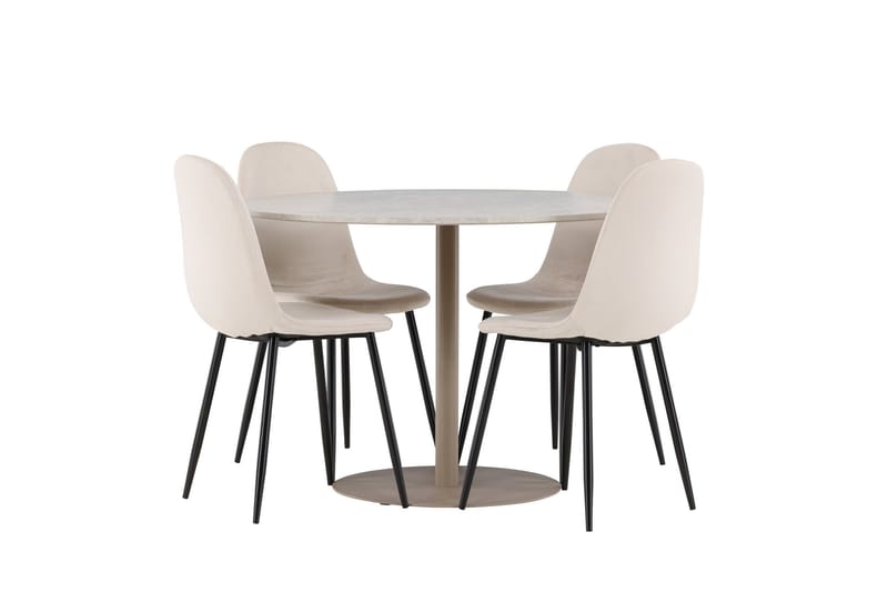 Lycke Matgrupp 110 cm Rund med 4 Polar stolar - Beige/Beige - Möbler - Bord & matgrupper - Matgrupper