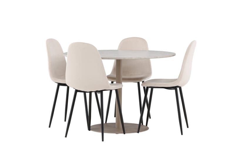 Lycke Matgrupp 110 cm Rund med 4 Polar stolar - Beige/Beige - Möbler - Bord & matgrupper - Matgrupper