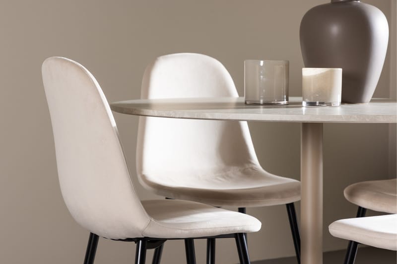 Lycke Matgrupp 110 cm Rund med 4 Polar stolar - Beige/Beige - Möbler - Bord & matgrupper - Matgrupper