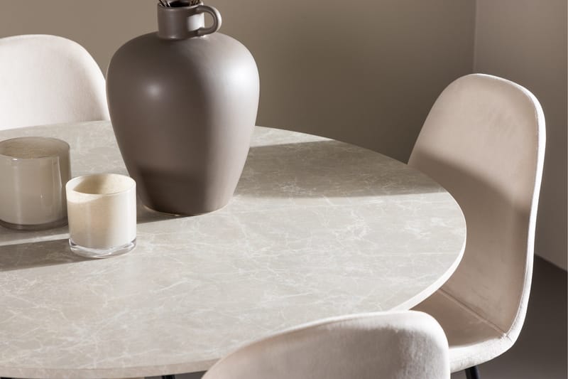 Lycke Matgrupp 110 cm Rund med 4 Polar stolar - Beige/Beige - Möbler - Bord & matgrupper - Matgrupper