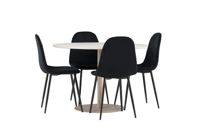 Lycke Matgrupp 110 cm Rund med 4 Polar stolar - Beige/Svart - Möbler - Bord & matgrupper - Matgrupper