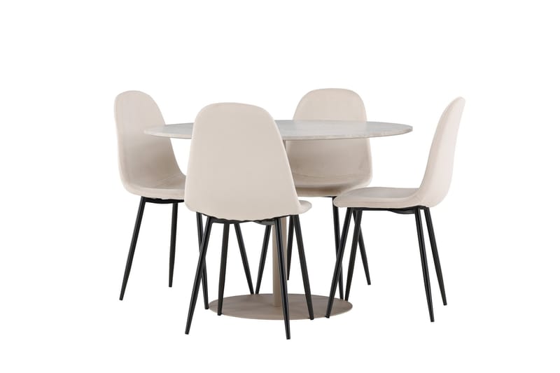 Lycke Matgrupp 110 cm Rund med 4 Polar stolar - Beige/Beige - Möbler - Bord & matgrupper - Matgrupper