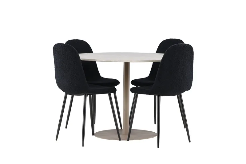 Lycke Matgrupp 110 cm Rund med 4 Polar stolar - Beige/Svart - Möbler - Bord & matgrupper - Matgrupper