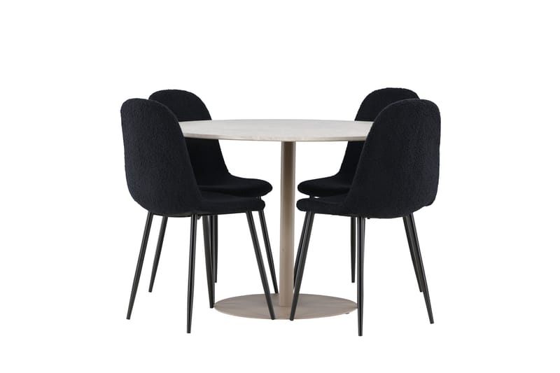 Lycke Matgrupp 110 cm Rund med 4 Polar stolar - Beige/Svart - Möbler - Bord & matgrupper - Matgrupper