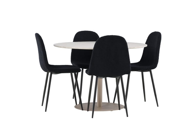 Lycke Matgrupp 110 cm Rund med 4 Polar stolar - Beige/Svart - Möbler - Bord & matgrupper - Matgrupper