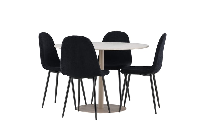 Lycke Matgrupp 110 cm Rund med 4 Polar stolar - Beige/Svart - Möbler - Bord & matgrupper - Matgrupper