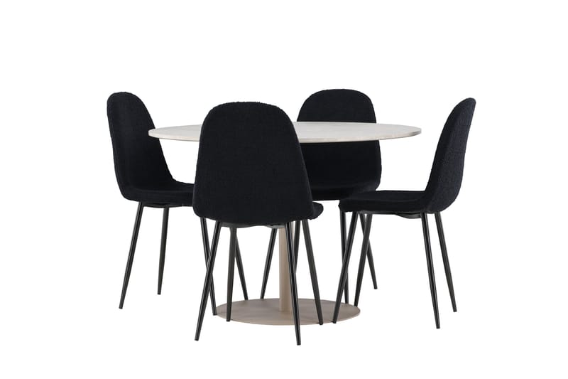 Lycke Matgrupp 110 cm Rund med 4 Polar stolar - Beige/Svart - Möbler - Bord & matgrupper - Matgrupper
