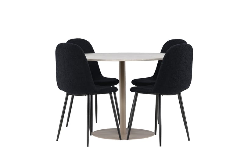 Lycke Matgrupp 110 cm Rund med 4 Polar stolar - Beige/Svart - Möbler - Bord & matgrupper - Matgrupper