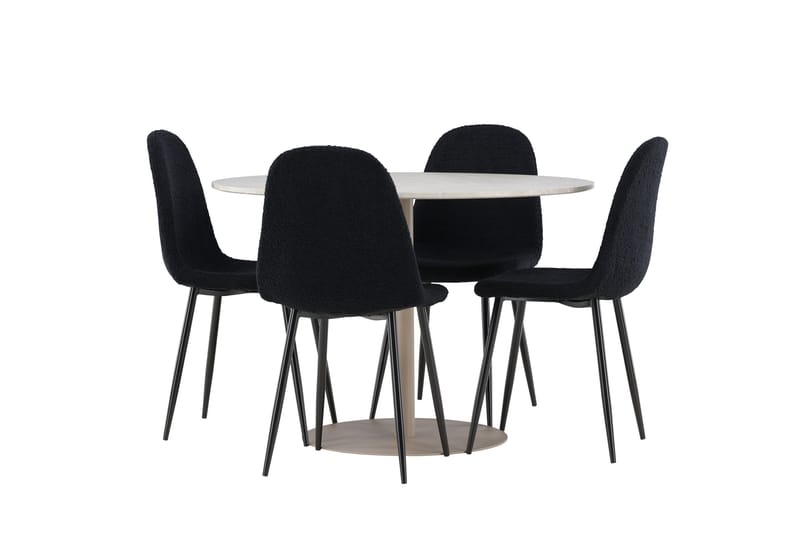 Lycke Matgrupp 110 cm Rund med 4 Polar stolar - Beige/Svart - Möbler - Bord & matgrupper - Matgrupper