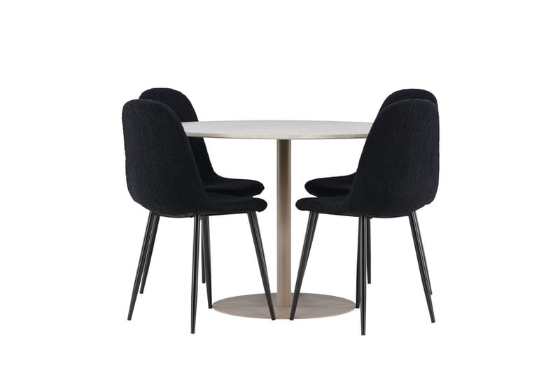Lycke Matgrupp 110 cm Rund med 4 Polar stolar - Beige/Svart - Möbler - Bord & matgrupper - Matgrupper
