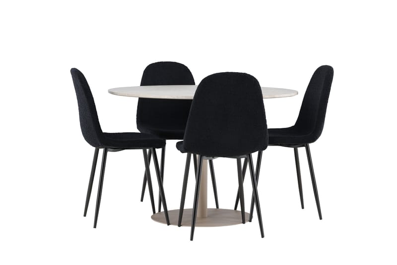 Lycke Matgrupp 110 cm Rund med 4 Polar stolar - Beige/Svart - Möbler - Bord & matgrupper - Matgrupper