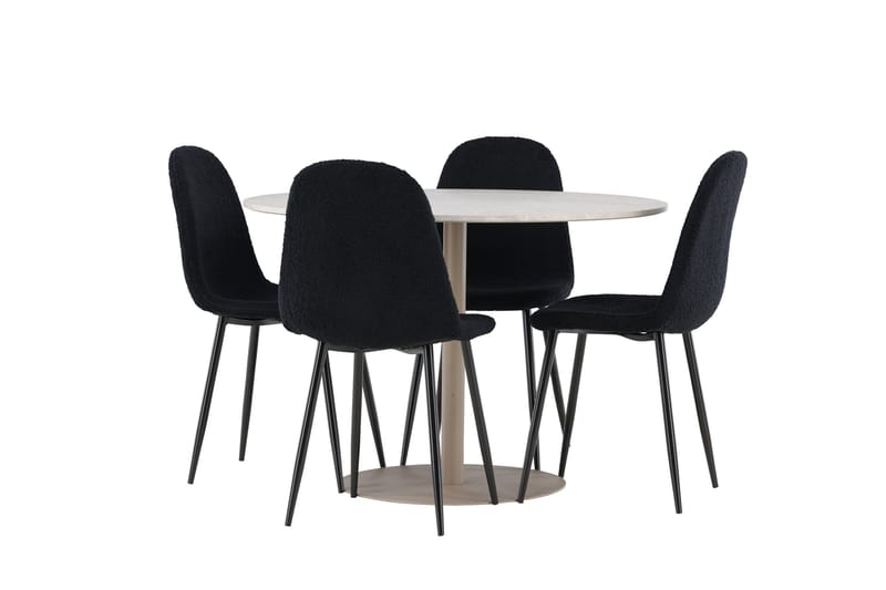 Lycke Matgrupp 110 cm Rund med 4 Polar stolar - Beige/Svart - Möbler - Bord & matgrupper - Matgrupper