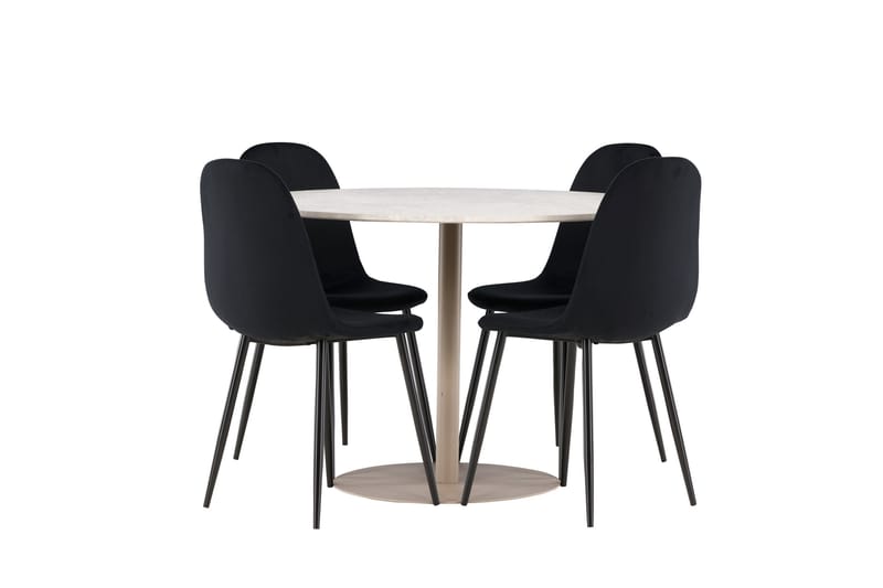 Lycke Matgrupp 110 cm Rund med 4 Polar stolar - Beige/Svart - Möbler - Bord & matgrupper - Matgrupper