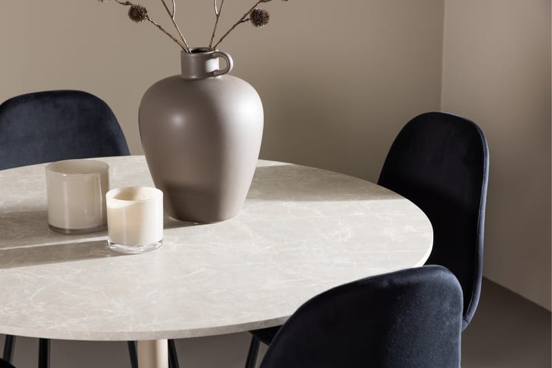 Lycke Matgrupp 110 cm Rund med 4 Polar stolar - Beige/Svart - Möbler - Bord & matgrupper - Matgrupper
