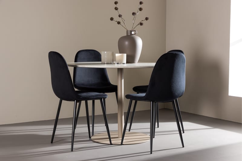 Lycke Matgrupp 110 cm Rund med 4 Polar stolar - Beige/Svart - Möbler - Bord & matgrupper - Matgrupper