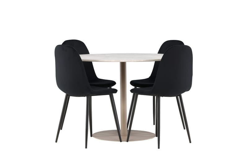 Lycke Matgrupp 110 cm Rund med 4 Polar stolar - Beige/Svart - Möbler - Bord & matgrupper - Matgrupper