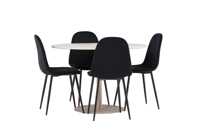 Lycke Matgrupp 110 cm Rund med 4 Polar stolar - Beige/Svart - Möbler - Bord & matgrupper - Matgrupper