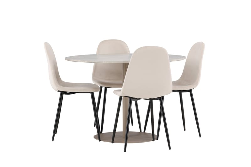 Lycke Matgrupp 110 cm Rund med 4 Polar stolar - Beige/Beige - Möbler - Bord & matgrupper - Matgrupper