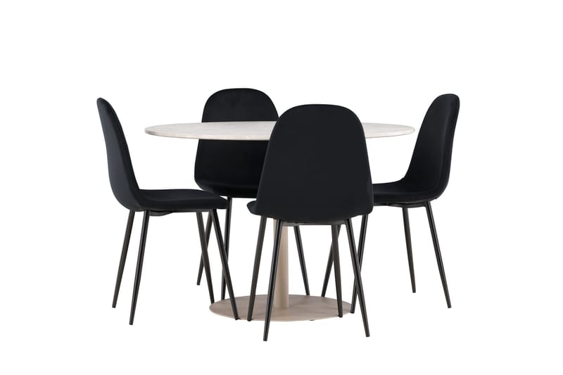 Lycke Matgrupp 110 cm Rund med 4 Polar stolar - Beige/Svart - Möbler - Bord & matgrupper - Matgrupper