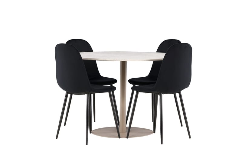 Lycke Matgrupp 110 cm Rund med 4 Polar stolar - Beige/Svart - Möbler - Bord & matgrupper - Matgrupper