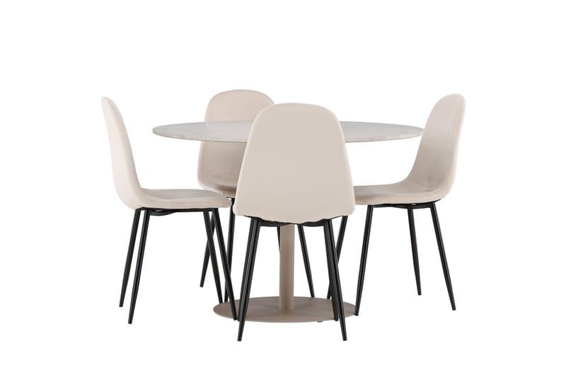 Lycke Matgrupp 110 cm Rund med 4 Polar stolar - Beige/Beige - Möbler - Bord & matgrupper - Matgrupper