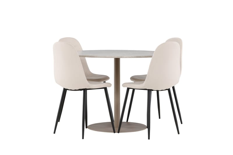 Lycke Matgrupp 110 cm Rund med 4 Polar stolar - Beige/Beige - Möbler - Bord & matgrupper - Matgrupper
