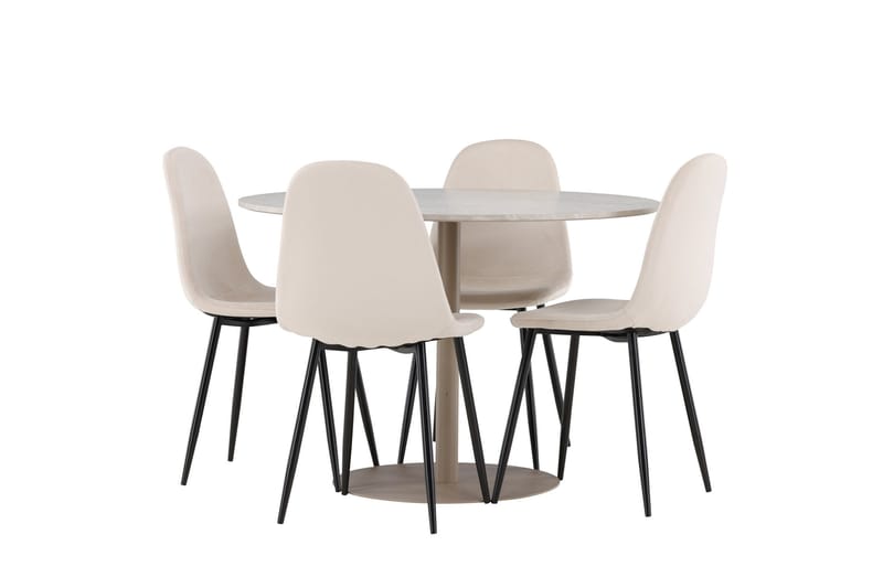 Lycke Matgrupp 110 cm Rund med 4 Polar stolar - Beige/Beige - Möbler - Bord & matgrupper - Matgrupper