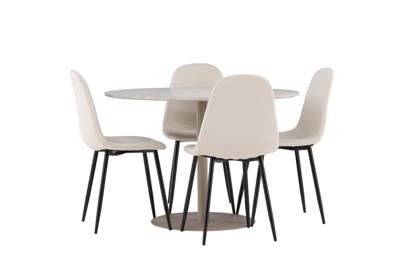 Lycke Matgrupp 110 cm Rund med 4 Polar stolar - Beige/Beige - Möbler - Bord & matgrupper - Matgrupper