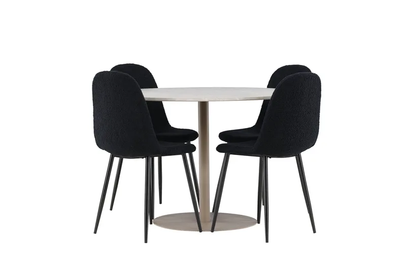 Lycke Matgrupp 110 cm Rund med 4 Polar stolar - Beige/Svart - Möbler - Bord & matgrupper - Matgrupper