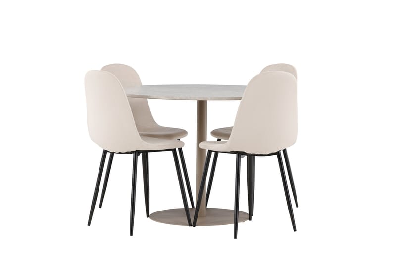 Lycke Matgrupp 110 cm Rund med 4 Polar stolar - Beige/Beige - Möbler - Bord & matgrupper - Matgrupper