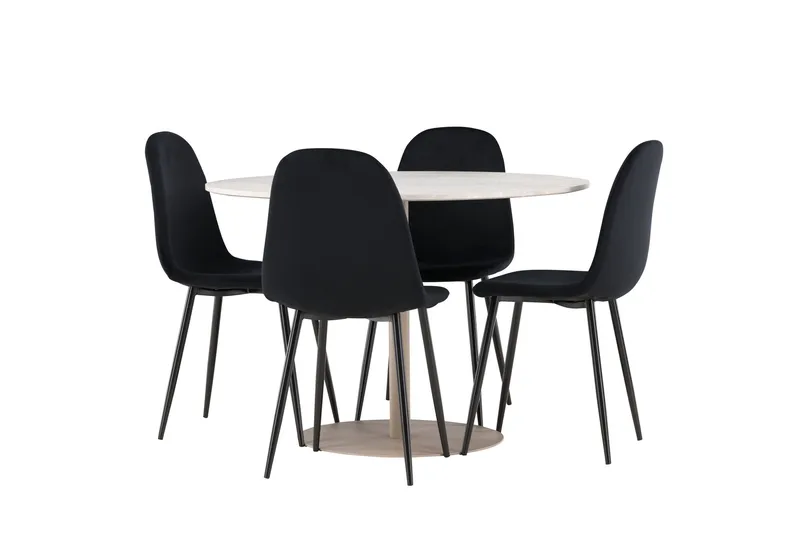 Lycke Matgrupp 110 cm Rund med 4 Polar stolar - Beige/Svart - Möbler - Bord & matgrupper - Matgrupper