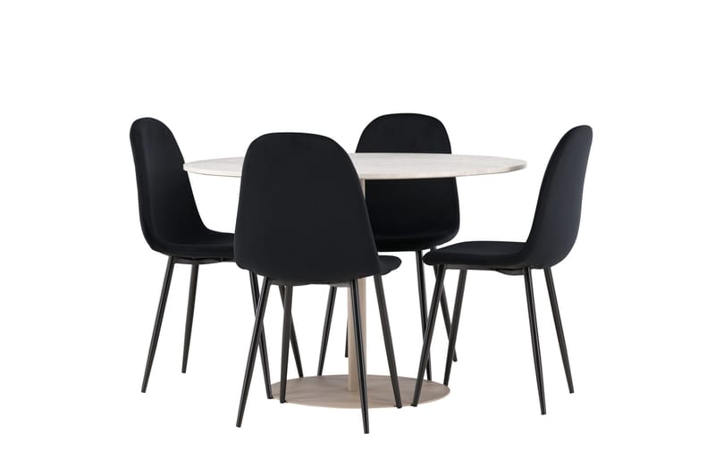 Lycke Matgrupp 110 cm Rund med 4 Polar stolar - Beige/Svart - Möbler - Bord & matgrupper - Matgrupper