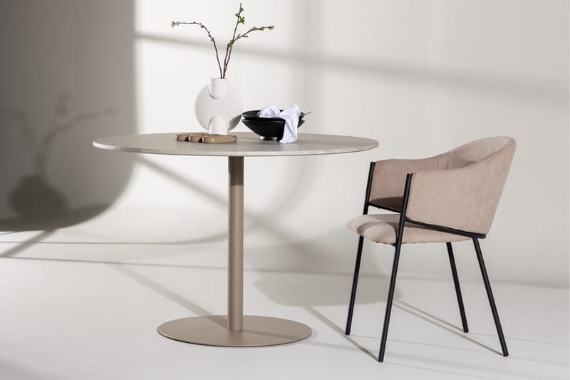 Lycke Runt Matbord 110 cm med Marmorutseende - Beige - Möbler - Bord & matgrupper - Matbord & köksbord