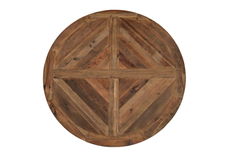 Lyon Matgrupp 150 cm Rund med 4 Tuva Fåtölj - Vintage Alm/Vit/Brun PU - Möbler - Bord & matgrupper - Matgrupper