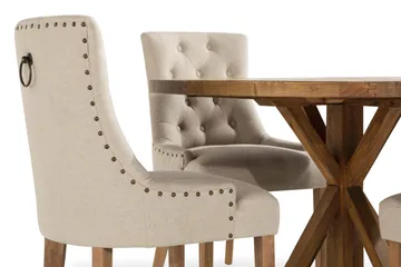 Lyon Matgrupp Rund med 4 st Viktoria Fåtölj - Trä / Beige - Möbler - Bord & matgrupper - Matgrupper
