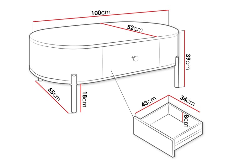 Maggio Soffbord 100x55 cm - Vit - Möbler - Bord & matgrupper - Soffbord