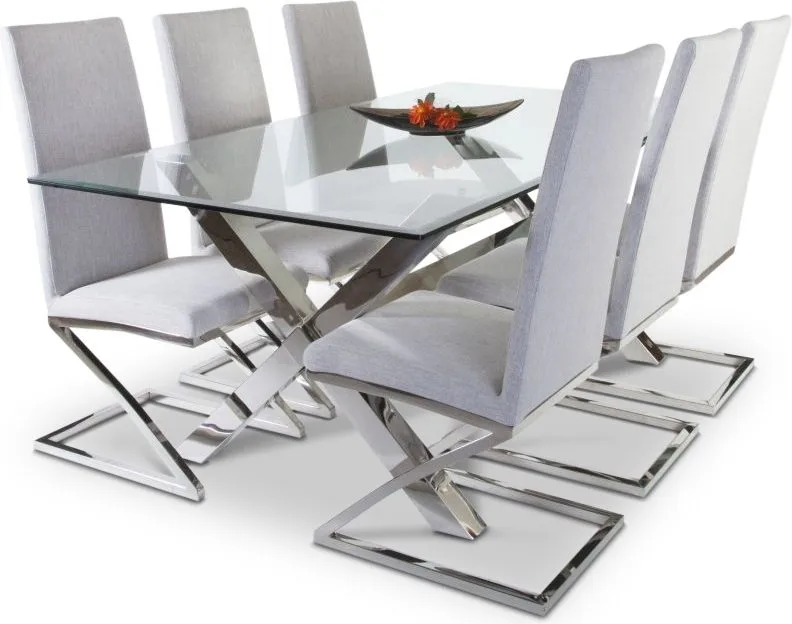 Maine glasbord 200x95 cm - Kromade ben, Metall / vit