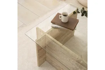 Malpani 105 cm Rektangulärt Soffbord i Sten och Glas - Klar - Möbler - Bord & matgrupper - Soffbord